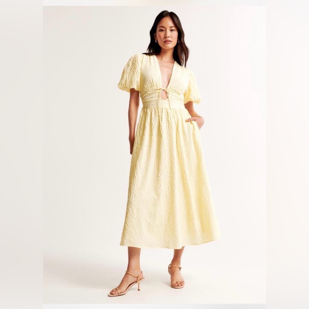Abercrombie & Fitch Pale Yellow Midi Dress